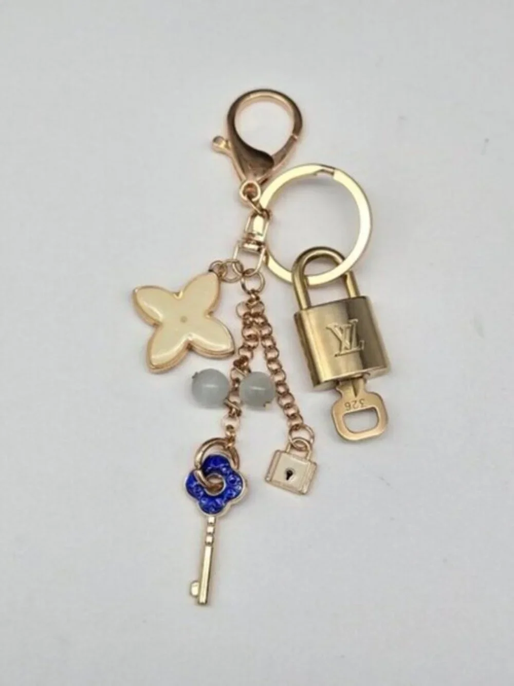 Authentic Louis Vuitton Gold Lock & Key 🔑 Bag Charm w/ Unbranded Charm